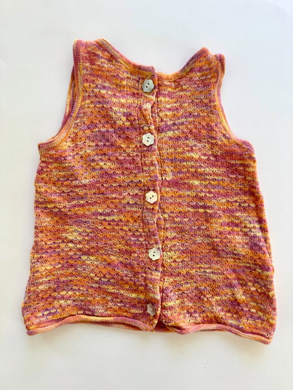 Granda Clothing Baby Sweater Vest 1-2Y Space-Dye Knit Button Back Sleeveless
